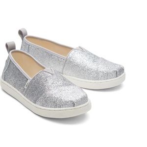 TOMS Kids' Alpargata Slip-On Sneaker- silver, size 1